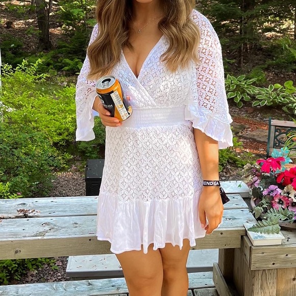 White Lace Romper - Picture 1 of 4